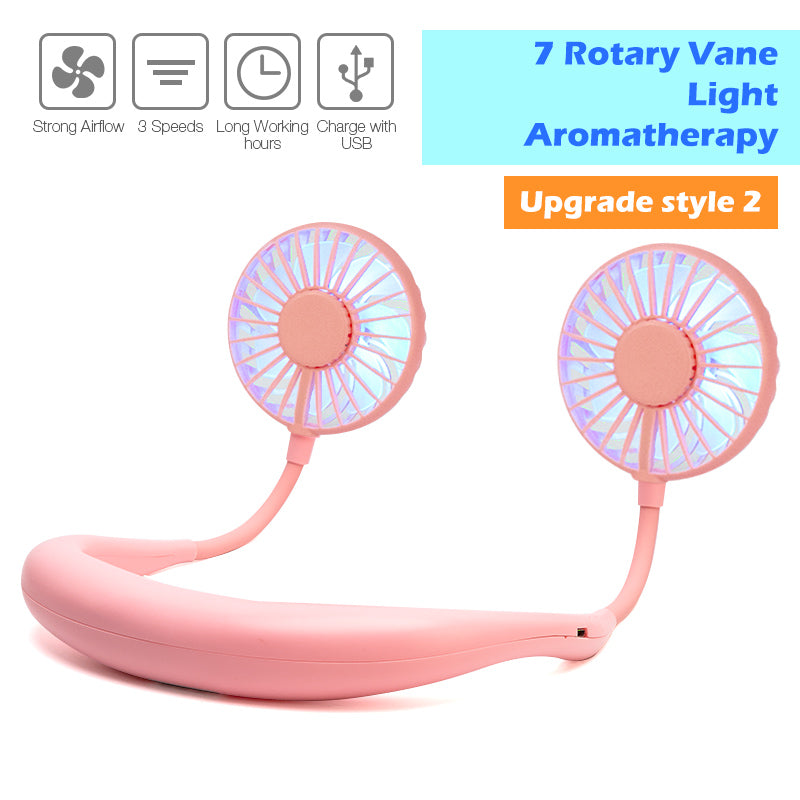 Mini USB Portable Fan Neck Fan Neckband With Rechargeable Battery Small Desk Fans handheld  Air Cooler Conditioner for Room
